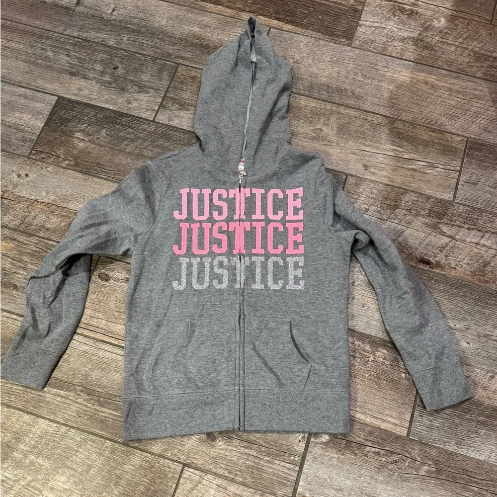 Justice Kids Gray and Pink Hoodie